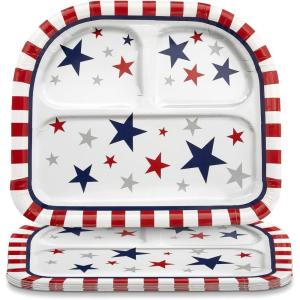 Fun Express Patriotic Party Star Paper Dinner Plates – American Flag Patriotic Disposable Paper Plates – Tableware Perfect for Fourth of July Memorial Day – Independence Day Decorations – 8 Pieces