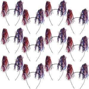 Fun Express Patriotic Tinsel Head Boppers for Fourth of July – Apparel Accessories – Hats – Head Boppers – Fourth of July – 12 Pieces