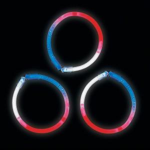 Fun Express Red, White and Blue Glow Sticks Bracelets – Bulk 50 Pack – Fourth of July Party Favors and Handouts(Red  White  Blue)