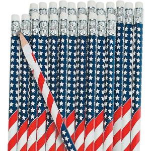 Fun Express USA Flag Pencils (2dz) for Fourth of July – 24 Pieces