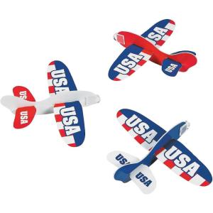 Fun Express USA Foam Gliders, 6.5″x5.5″ – Fun, Lightweight Flying Toys for Fourth of July Celebrations Perfect for Parties & Outdoor Fun – Bulk 48 Pack
