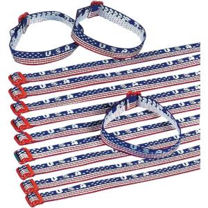 Fun Express USA Woven Friendship Bracelets for Fourth of July – Jewelry – Bracelets – Friendship Bracelets – Fourth of July – 12 Pieces