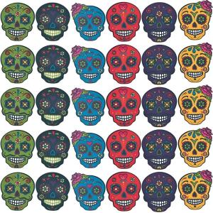 Sugar Skull Temporary Tattoos – Day of the Day and Halloween Accessories – 72 Pieces