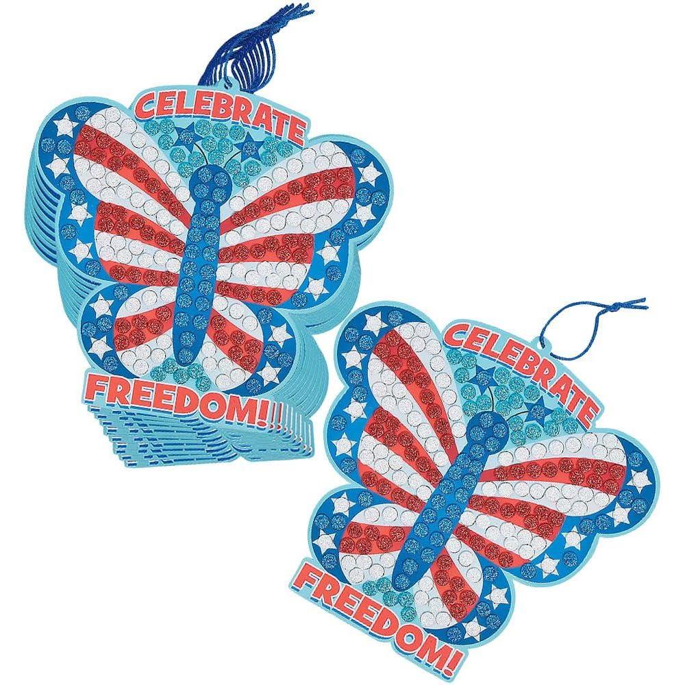 image:imageFun Express USA Patriotic Butterfly Glitter Mosaic Craft Kit  Makes 12  Fourth of July Crafts for Kids