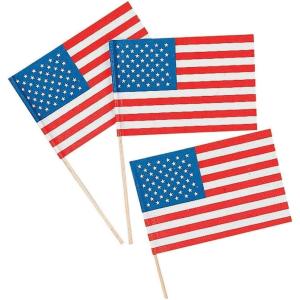 Fun Express – Paper Usa Flags On Sticks (4 1/2″ X 3″) for Fourth of July – Party Decor – General Decor – Flags – Fourth of July – 144 Pieces