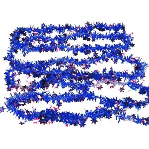 Patriotic Red, White and Blue Tinsel Garland for 4th of July or Memorial Day Decorations – 24 feet – Party Supplies and Decor