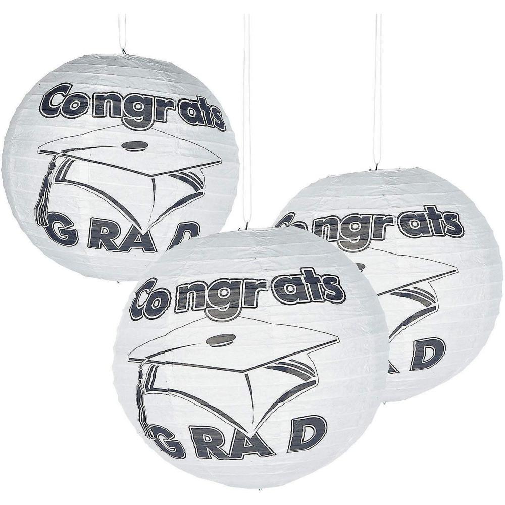 image:imageFun Express Congrats Grad White Paper Lanterns for Graduation Party Decor Hanging Decor Lanterns Graduation 6 Pieces
