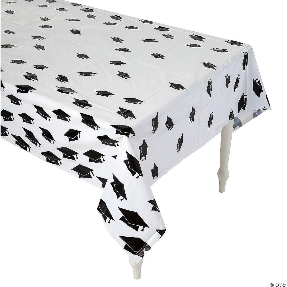 image:imageFun Express 108 x 54 Graduation Cap Rectangle Disposable Plastic Tablecloth