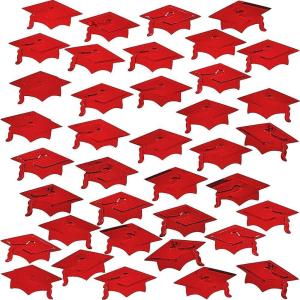 Fun Express – Red Graduation Hat Foil Confetti (2 Oz) for Graduation – Party Decor – General Decor – Confetti – 1 Piece