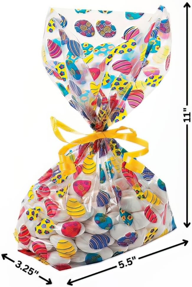 image:imageFun Express Cello Easter Egg Bags 12pc for Easter Party Supplies Bags Cellophane Bags Easter 12 Pieces