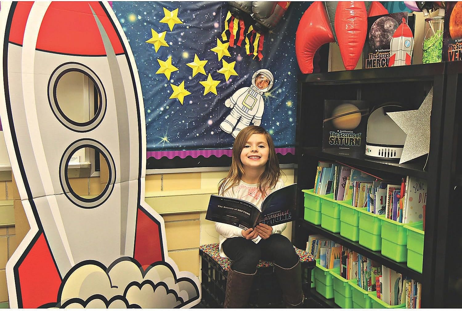 image:imageFun Express Cardboard Rocket Ship Cutout Life Size Stand Up 5 Feet Tall Spaceship Decor for Space Decorations for Party Back to School Decorations Classroom amp VBS 2026 Photo Prop for Kids amp Events