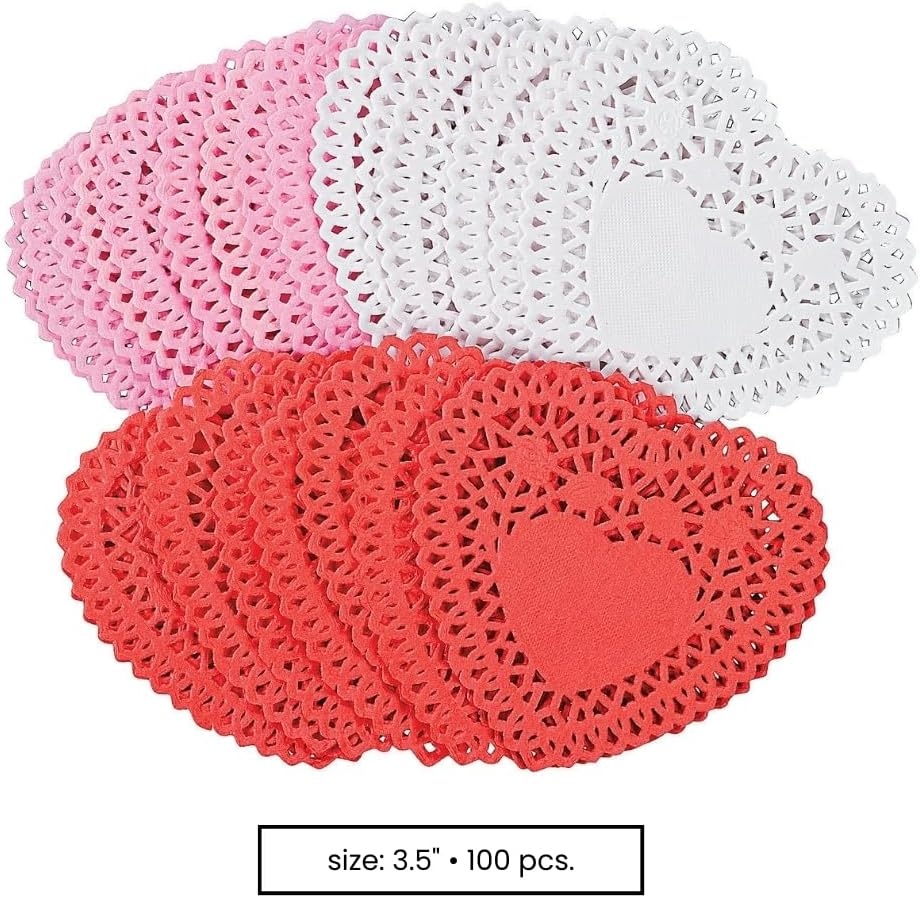 image:imageMini Valentine Heart Paper Doilies 100 Pack 35 Inch Home Decorations Crafts for Kids and Fun Home Activities