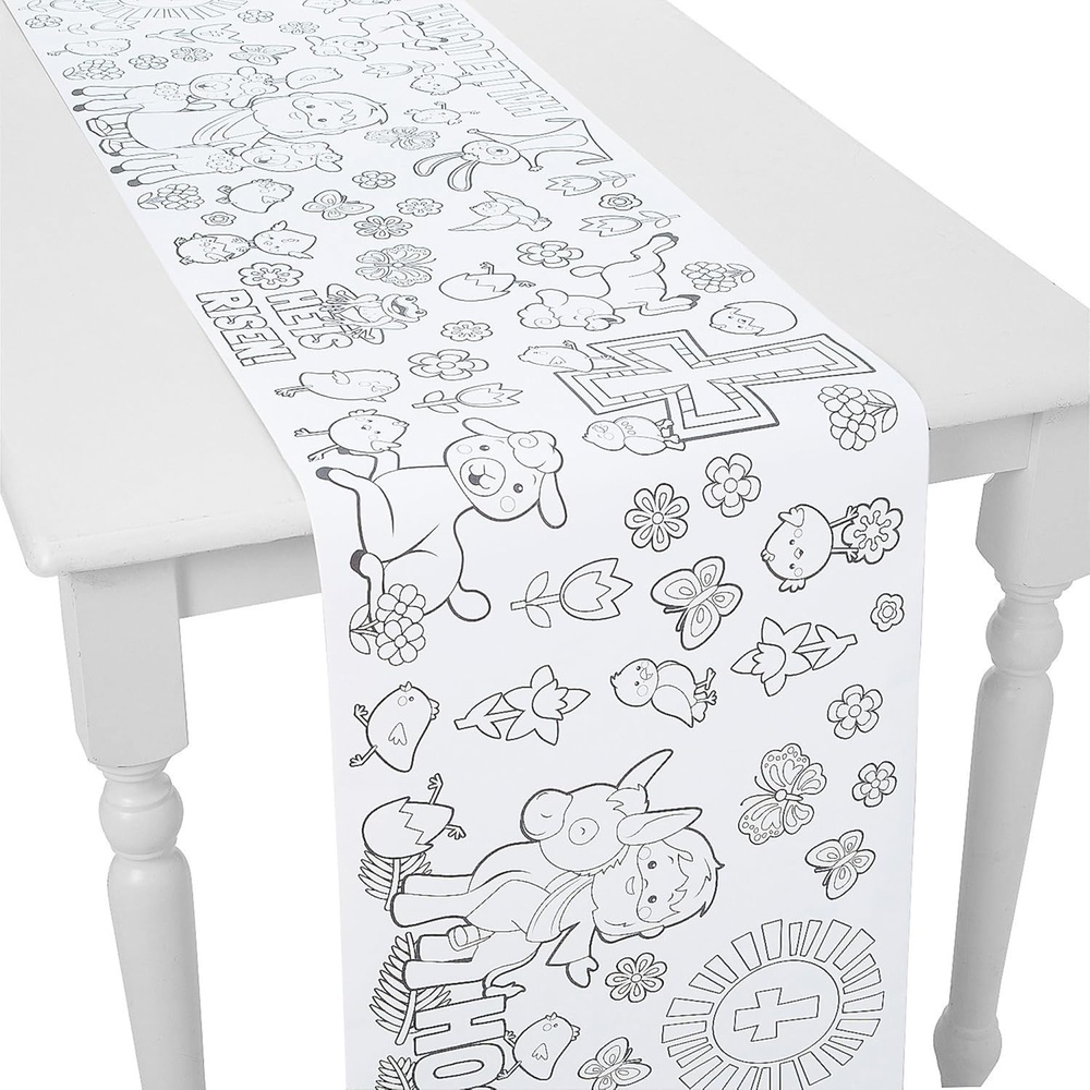 image:imageColor Your Own Easter Activity Paper Table Runner Roll 17 x 90 1 Piece Fun and Creative Easter Coloring Table Decoration