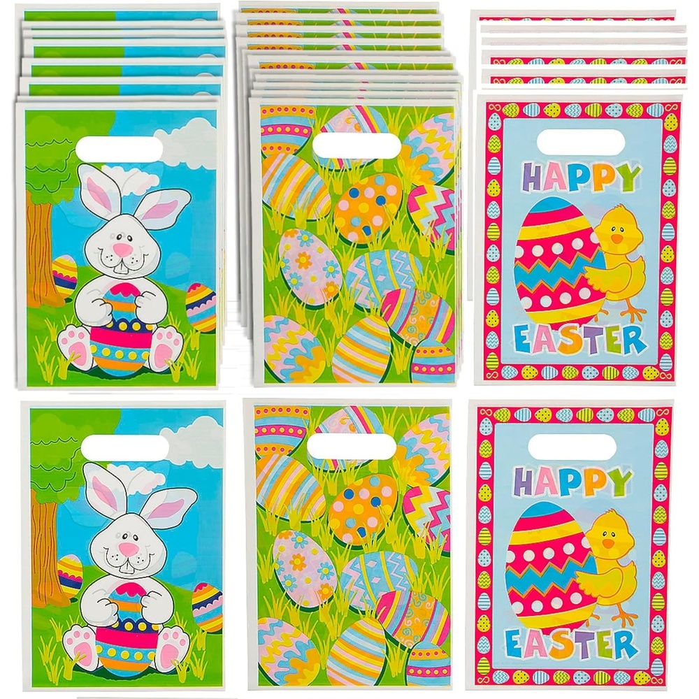 image:imageEaster Party Favor Bag Assortment 36 Pack 1 Dozen of Each Design Bunny Chick and Easter Egg