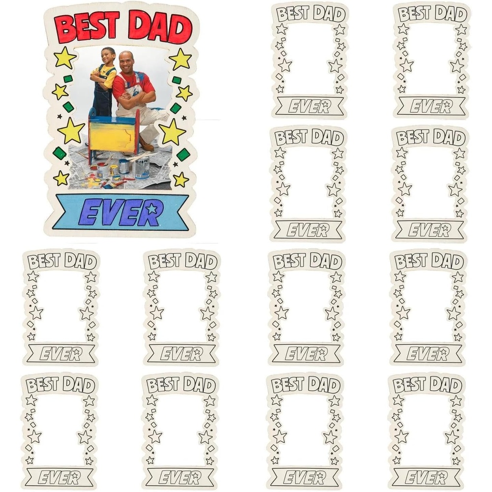 image:imageFun Express 4 12 x 6 34 Color Your Own Fathers Day Best Dad Ever Picture Frame Magnet Craft Kit Makes 12