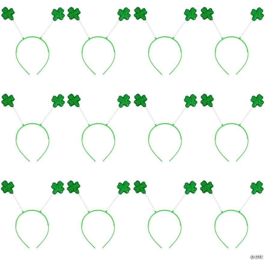 image:imageFun Express 5 x 8 34 St Patricks Day Green Glitter Shamrock Head Boppers 12 Pieces
