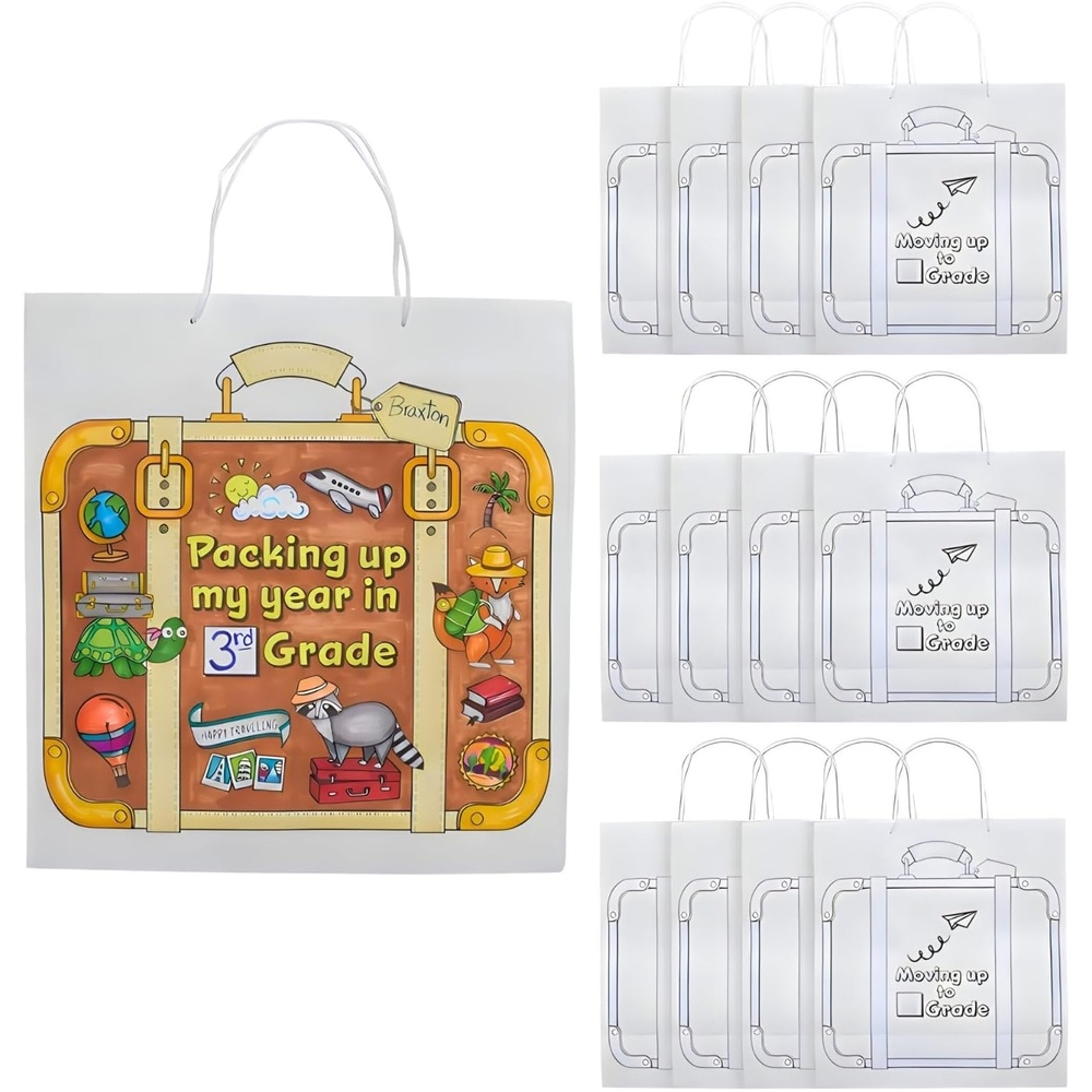image:imageFun Express Color Your Own Last Day of School Packing Up My Year Paper Bags Large 15 x 15  12 Pc