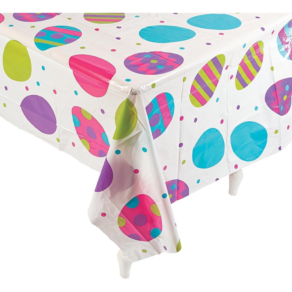 image:imageFun Express Easter Egg Print Plastic Tablecover  Disposable Table Cloth  Easter Party Supplies