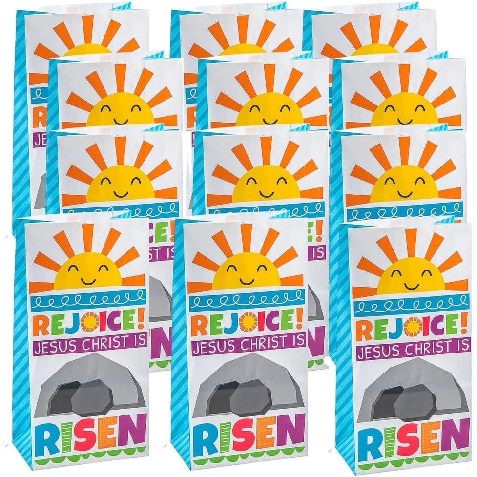 image:imageFun Express He Lives Paper Bags Party Supplies 12 Pieces Easter Holiday Supplies