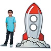 Fun Express Cardboard Rocket Ship Cutout Life Size Stand Up – 5 Feet Tall Spaceship Decor for Space Decorations for Party, Back to School Decorations, Classroom & VBS 2026 Photo Prop for Kids & Events