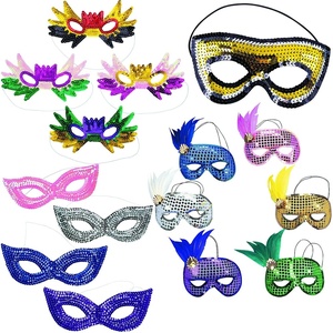 Fun Express Mardi Gras Sequin Mask Kit Assortment for 48