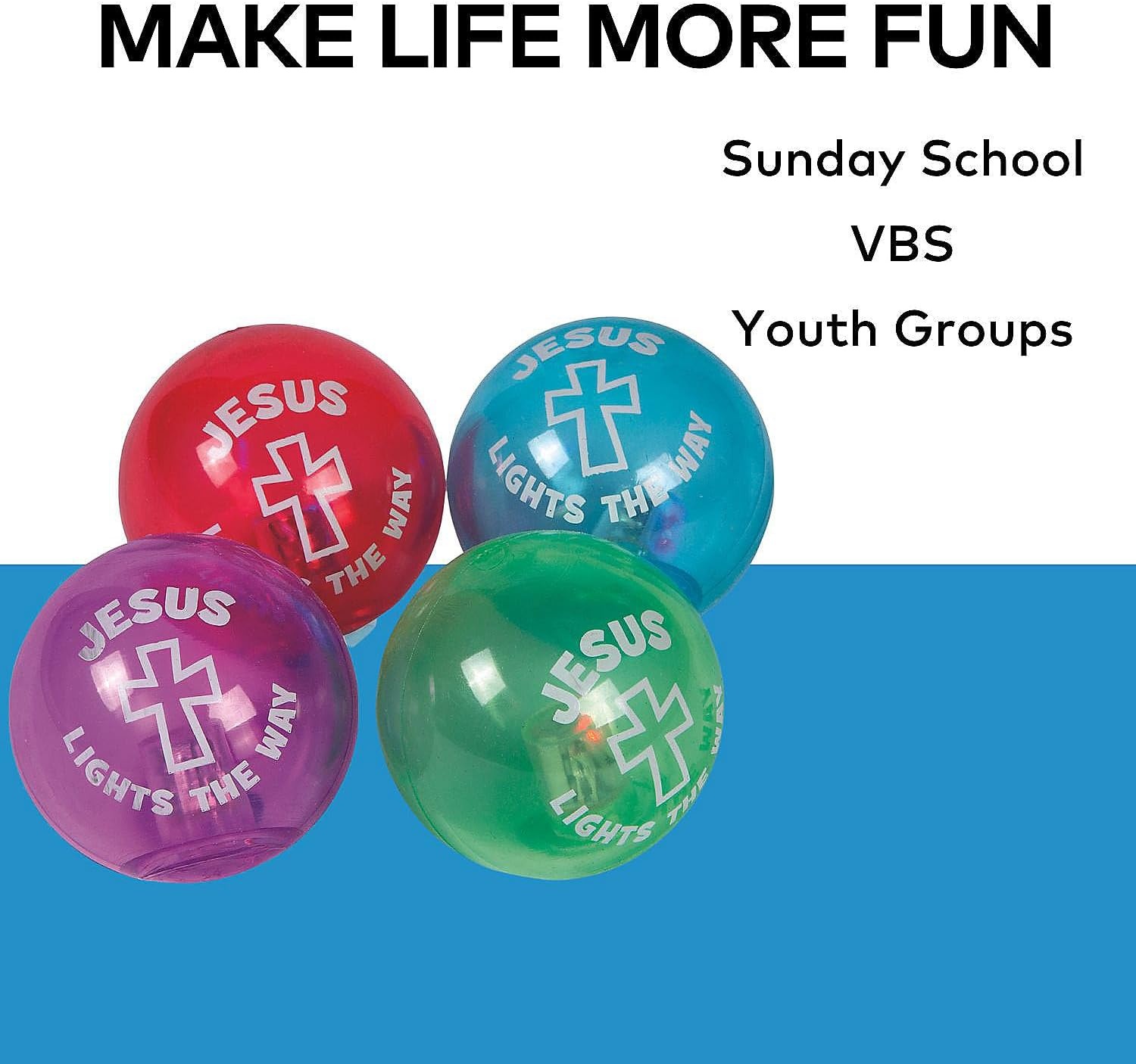 image:imageFun Express Mini Jesus Lights The Way LightUp Rubber Bouncy Balls 12 Pack Flashing Sensory Stress Balls Toys for Gifts amp Rewards VBS 2026