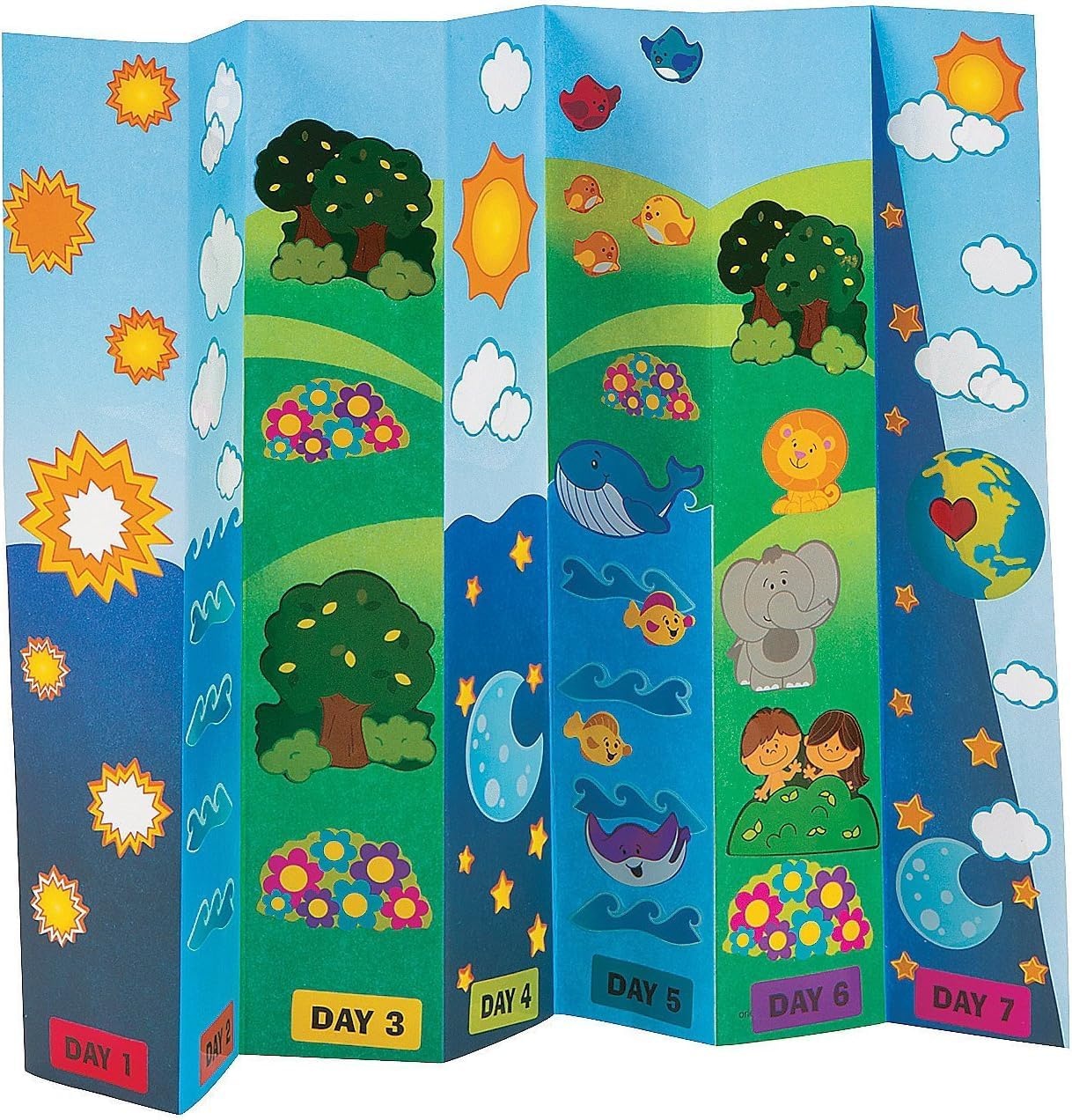 image:imageFun Express 11 x 8 12 Religious 7 Days of Creation FoldUp Sticker Scenes VBS 202612 Sets