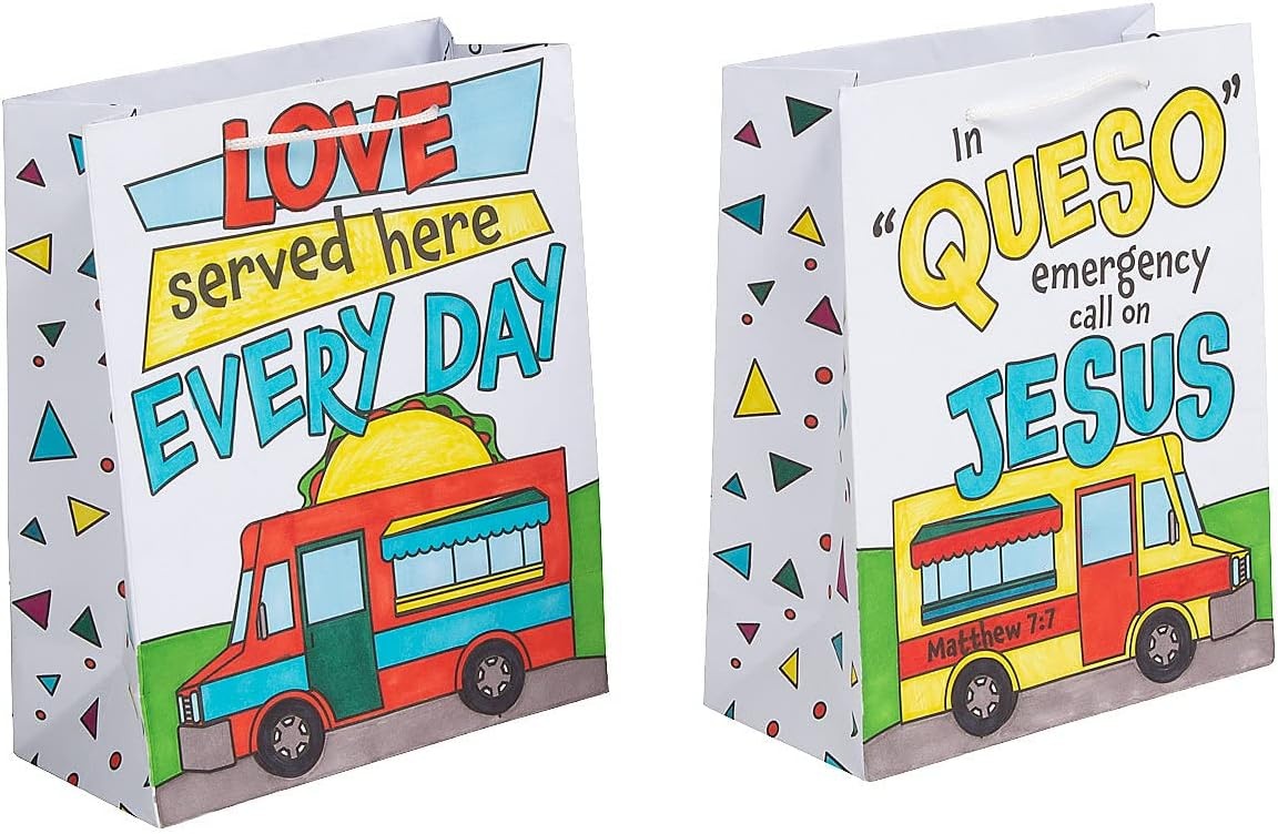 image:imageFun Express 7 14 x 9 Color Your Own Food Truck VBS Medium Take Home Bags VBS Vacation Bible School SuppliesDecor 12 Pieces