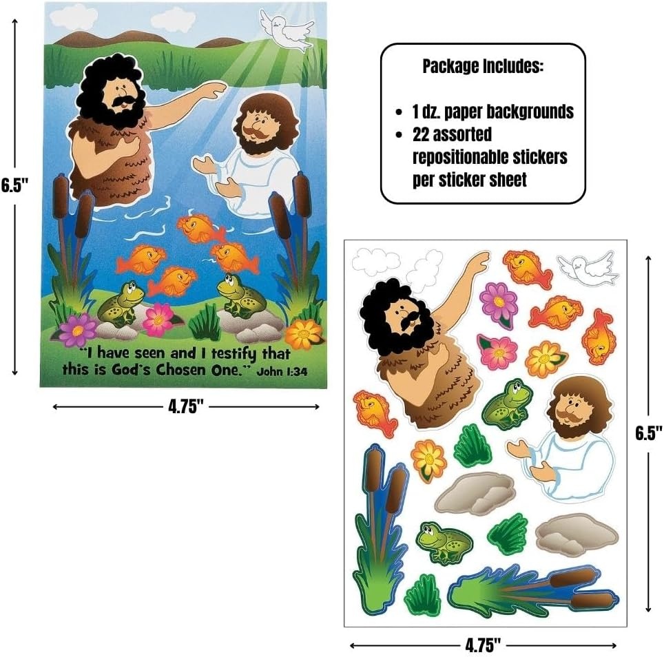 image:imageFun Express Baptism of Jesus Mini Mas Stationery Stickers Make A Scene Sm VBS 2026 Vacation Bible School SuppliesDecor 12 Pieces