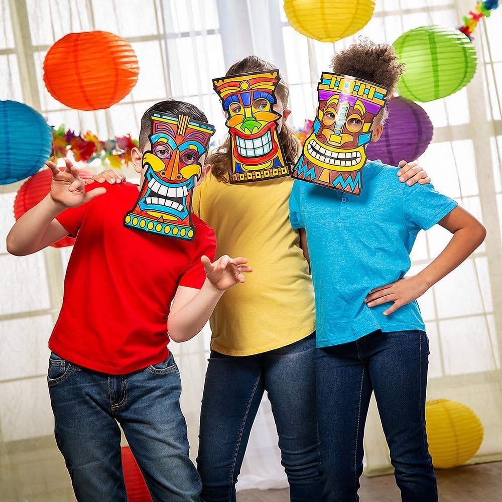 image:imageFun Express Color Your Own Tiki Mask Crafts for Kids and Fun Home Activities VBS Vacation Bible School SuppliesDecor