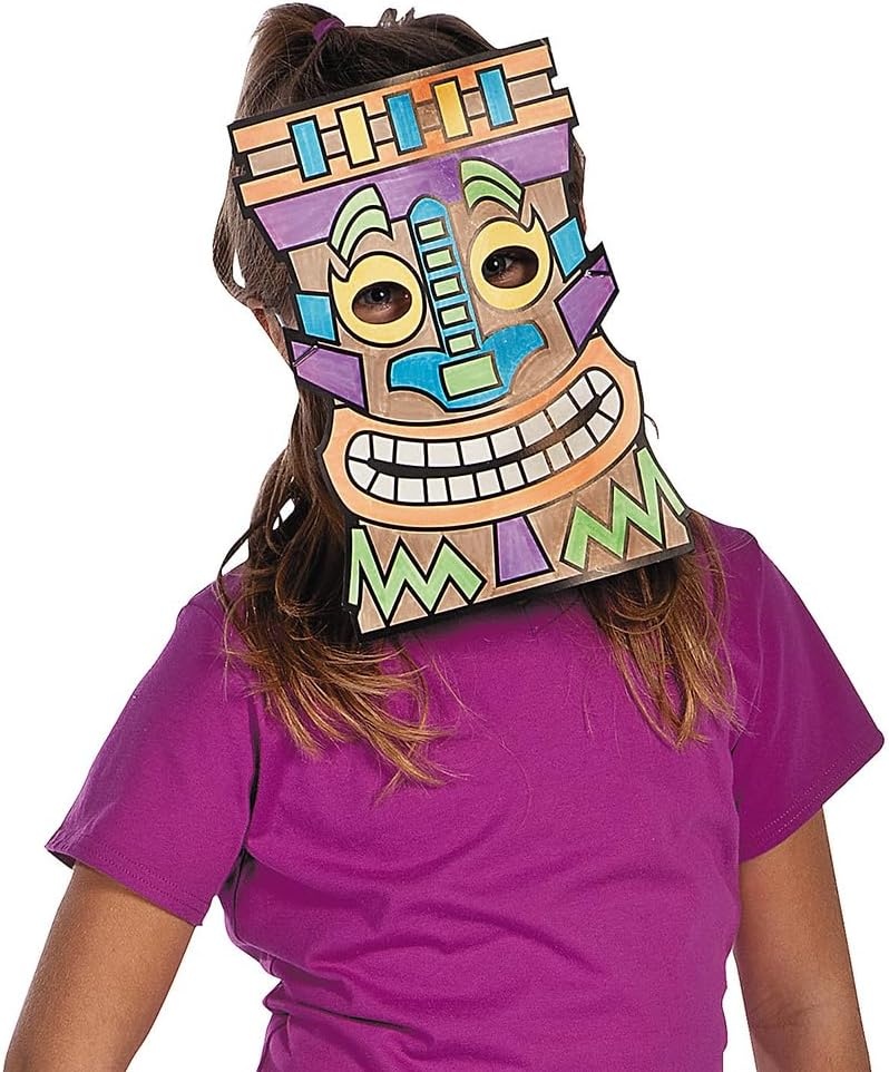 image:imageFun Express Color Your Own Tiki Mask Crafts for Kids and Fun Home Activities VBS Vacation Bible School SuppliesDecor