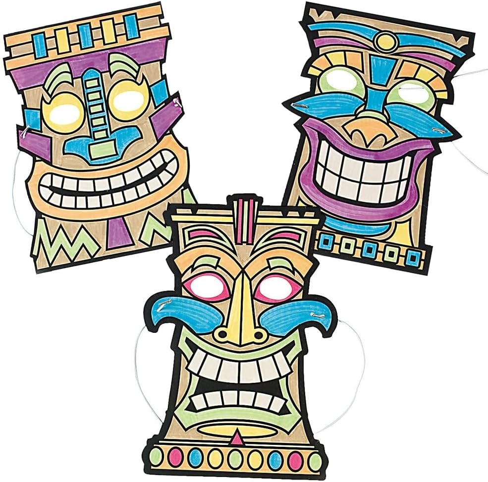 image:imageFun Express Color Your Own Tiki Mask Crafts for Kids and Fun Home Activities VBS Vacation Bible School SuppliesDecor