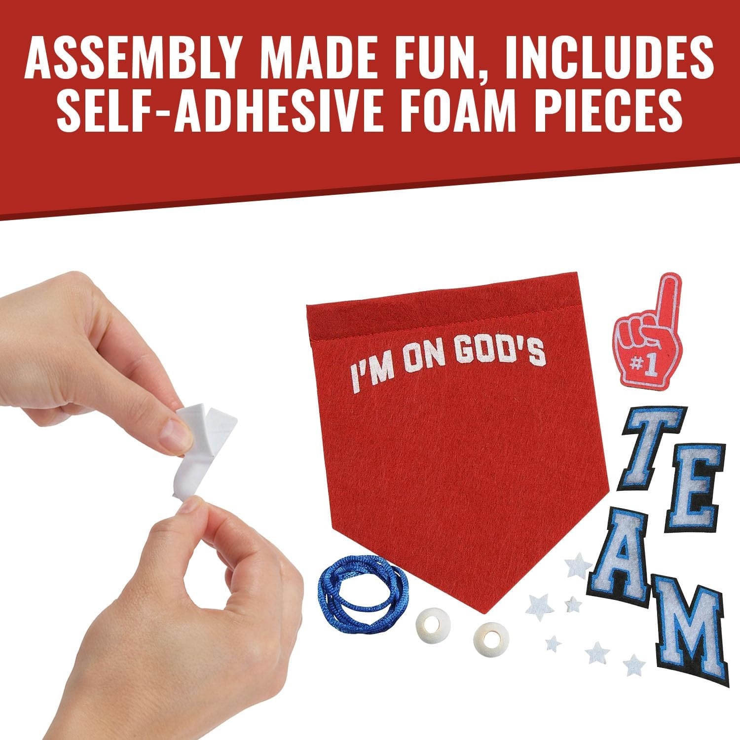 image:imageFun Express Im On Gods Team Red Felt Banner Craft Kit 12 Sets Perfect for DIY Religious Decorations Church Events amp Sunday School Activities