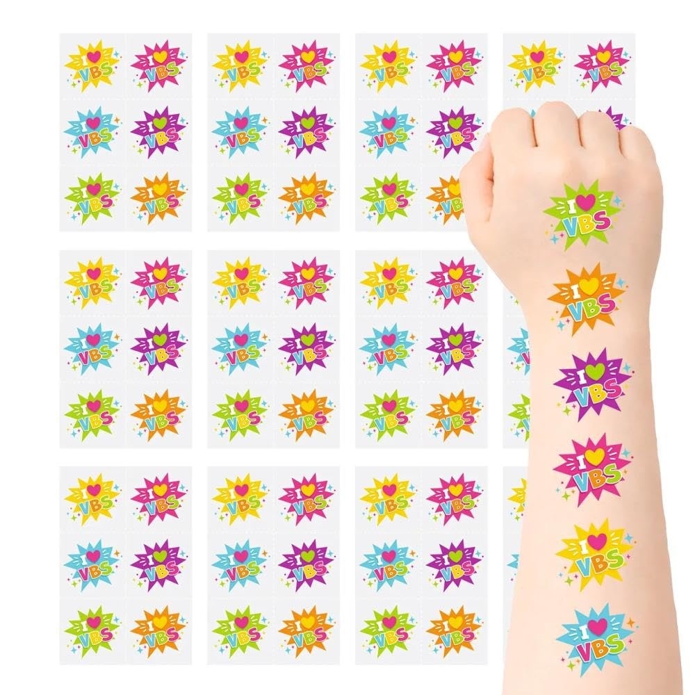 image:imageFun Express 1 12 Bulk 72 Pc Bright Color I Love VBS Temporary Tattoos VBS 2026