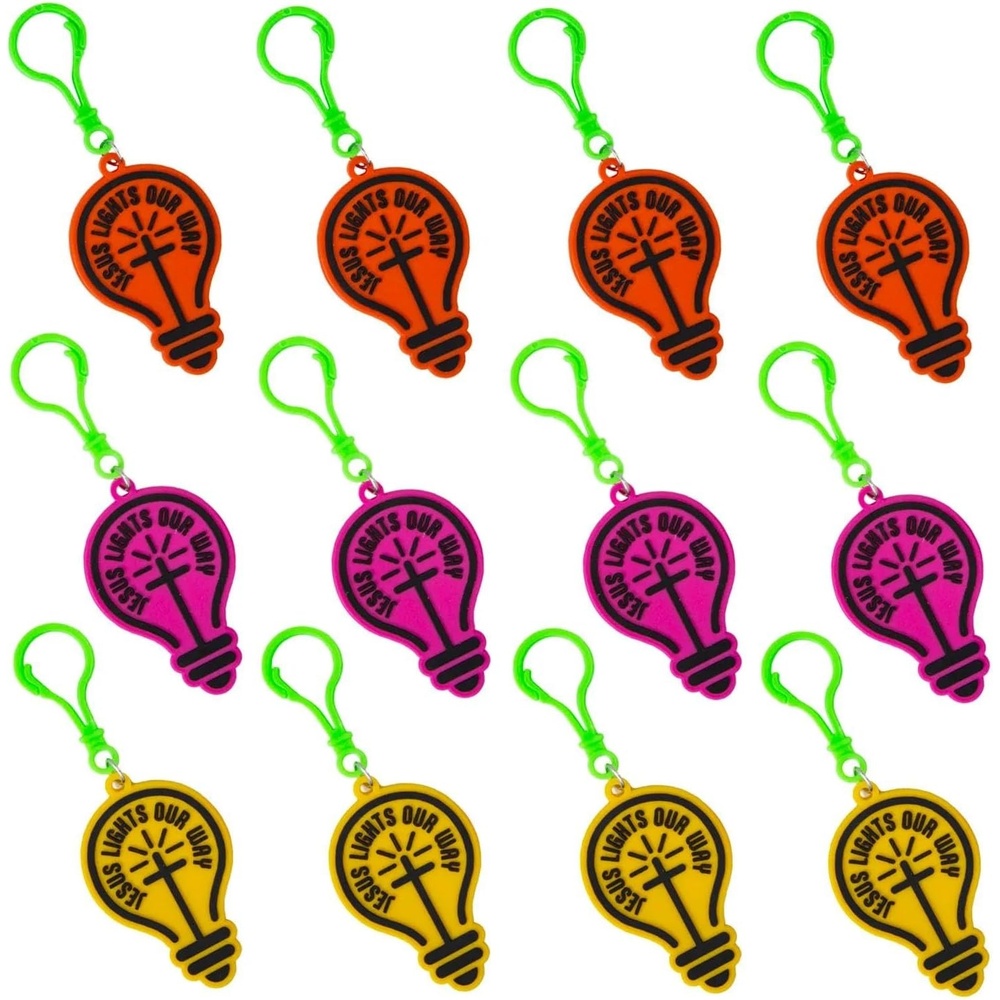 image:imageFun Express 1 34 x 3 Jesus is the Light VBS 2026 GlowintheDark Vinyl Backpack Clips 12 Pc