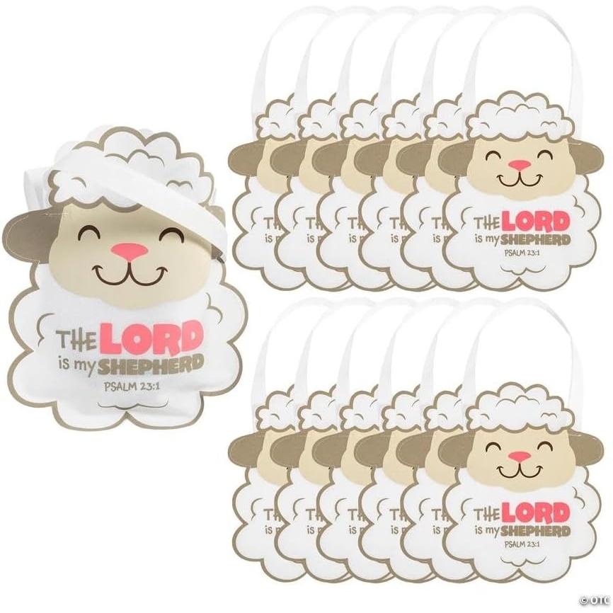 image:imageFun Express 10 x 12 Medium Religious The Lord is My Shepherd LambShaped Shopper Tote Bags VBS 2026 12 Pieces