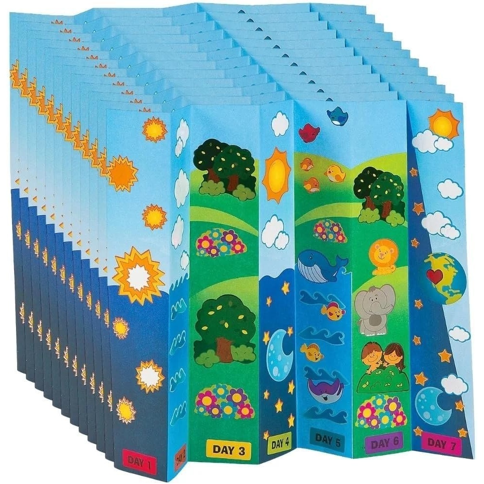 image:imageFun Express 11 x 8 12 Religious 7 Days of Creation FoldUp Sticker Scenes VBS 202612 Sets