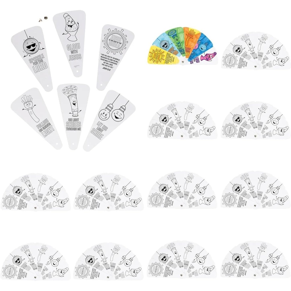 image:imageFun Express 3 x 6 Color Your Own Jesus is the Light VBS 2026 Fan Craft Kit  Makes 12