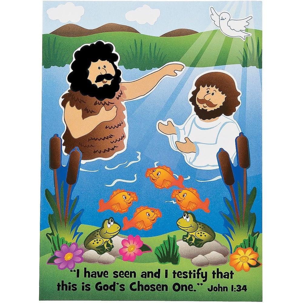 image:imageFun Express Baptism of Jesus Mini Mas  Stationery  Stickers  Make  A  Scene Sm  VBS 2026 Vacation Bible School SuppliesDecor  12 Pieces