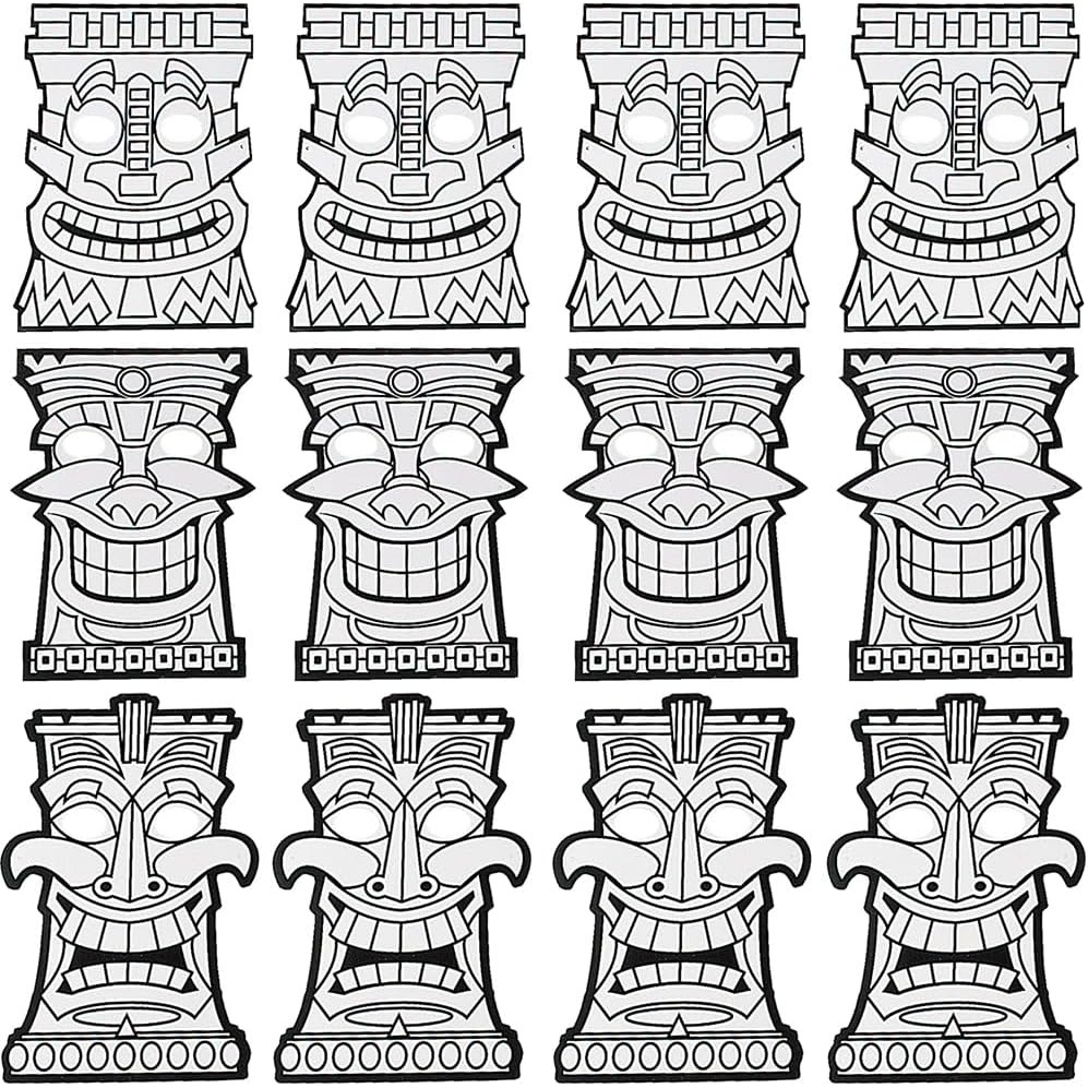 image:imageFun Express Color Your Own Tiki Mask Crafts for Kids and Fun Home Activities VBS Vacation Bible School SuppliesDecor