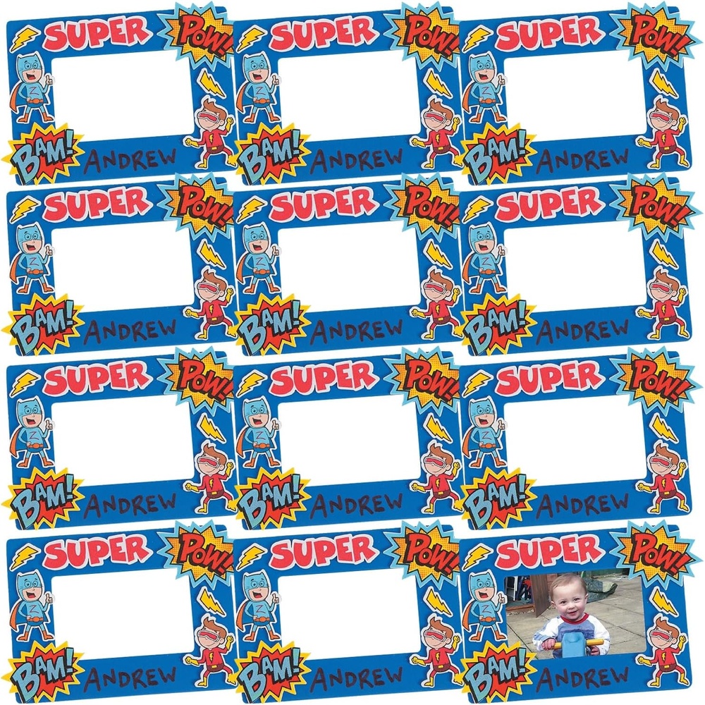 image:imageFun Express Superhero Picture Frame Craft Kits Makes 12 Each is 5 x 7 Photo Frame DIY Crafts for Kids Party and Home Activities VBS Vacation Bible School SuppliesDecor