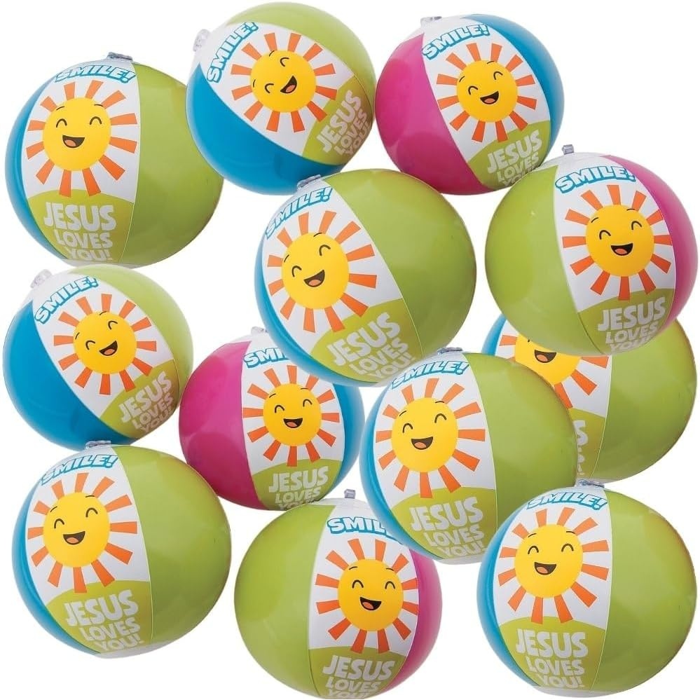 image:imageSmile Jesus Loves You MINI Beach Balls Toys VBS 202612 Pieces