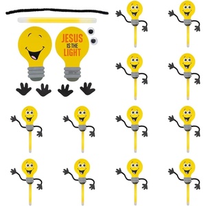 Fun Express Illumination Station VBS 2026 Decorations – Jesus Is the Light Lightbulb Glow Stick Craft Kit Makes 12 | Sunday School Crafts for Kids | Christian Bible Vacation Church Activities Supplies