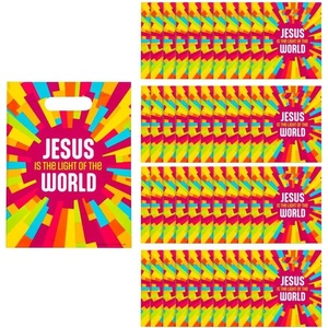 Fun Express Jesus is the Light VBS 2026 Goodie Bags 50 Pack Religious Party Favor Bags for Kids Birthday Christian Gift Bags Bulk for Church Welcome Bags, Vacation Bible School Treat Bags & Loot Bags