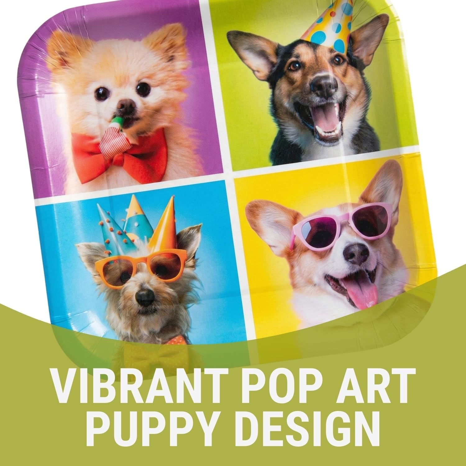 image:imageFun Express 9 14 Birthday Puppy Party Square Paper Dinner Plates 8 Count