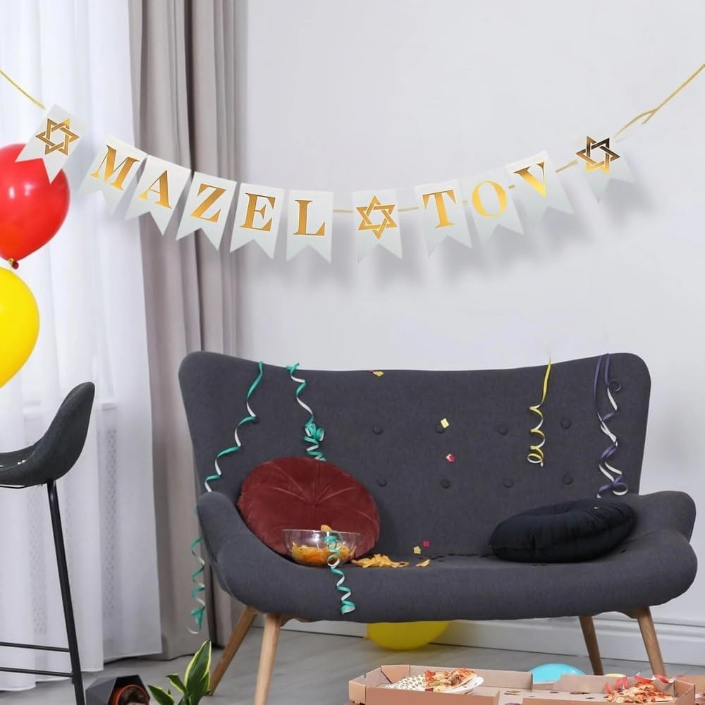 image:imageFun Express Mazel Tov Pennant Banner Vibrant Party Decor for Jewish Weddings BarBat Mitzvahs amp Celebrations Perfect for Adding a Festive Touch to Your Event or Reception MultiColor 1 PieceSmall Pack of 2