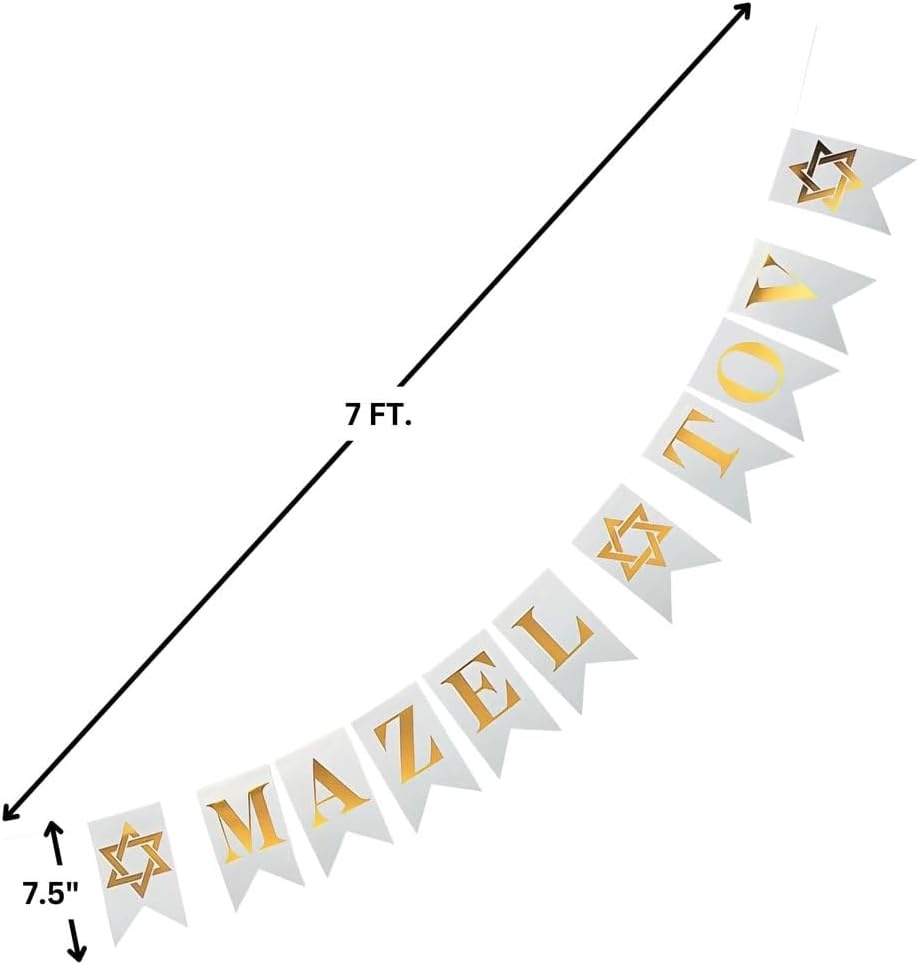image:imageFun Express Mazel Tov Pennant Banner Vibrant Party Decor for Jewish Weddings BarBat Mitzvahs amp Celebrations Perfect for Adding a Festive Touch to Your Event or Reception MultiColor 1 PieceSmall Pack of 2