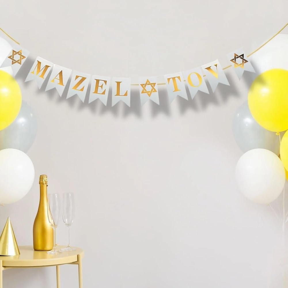 image:imageFun Express Mazel Tov Pennant Banner Vibrant Party Decor for Jewish Weddings BarBat Mitzvahs amp Celebrations Perfect for Adding a Festive Touch to Your Event or Reception MultiColor 1 PieceSmall Pack of 2