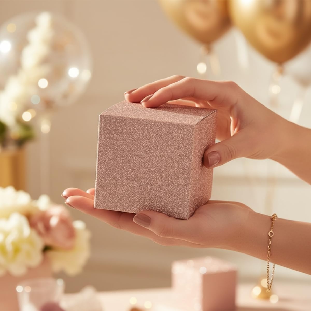image:imageFun Express Rose Gold Glitter Mini Favor Boxes bulk set of 24 Great for Wedding and Party Supplies