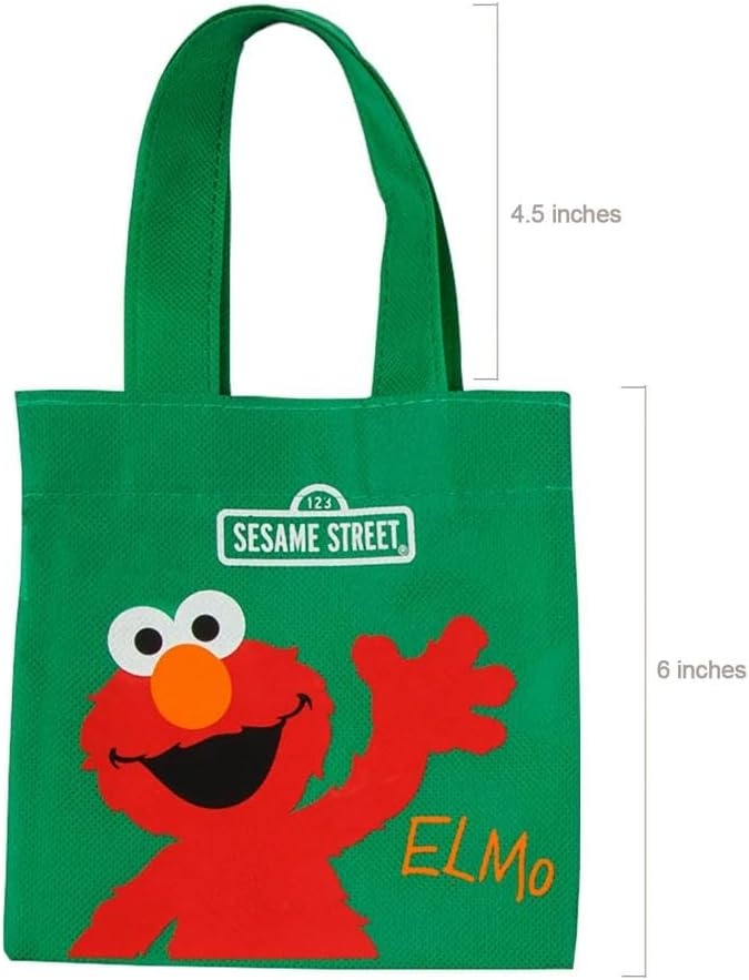 image:imageFun Express Sesame Street Party Favor Bags 12 Pack 6x6 Mini Tote Bags with Handles for Kids Birthday Elmo Cookie Monster Grover Goodie Bags Toddler Treat Gifts
